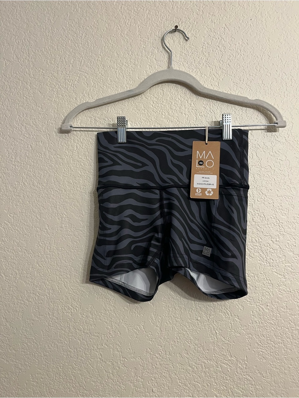 Malo Black & Charcoal Zebra-Print High-Waist Bike Shorts
